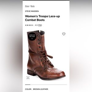 Steve Madden Combat Boots - Brown Leather
